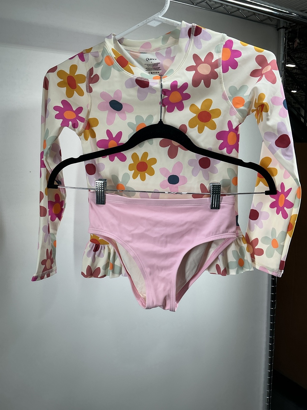 Long Sleeve Ruffle Rash Guard Two-Piece Swimsuit
